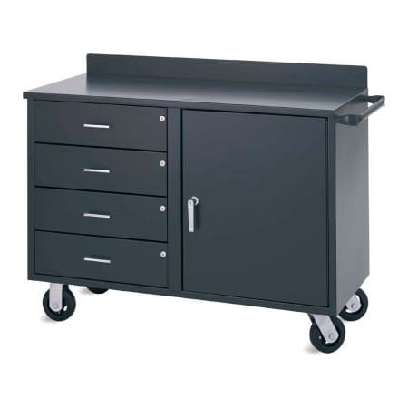 Valley Craft Valley Craft Vari Tuff Mobile Utility Cabinet, 4 Drawers/1 Door, Shelf, 46"W x 21"D, Gray F81834A7